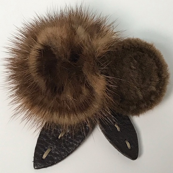 FENDI Selleria Mink Fur/Leather Brooch Pin 😍🔥❤️ - Picture 1 of 12